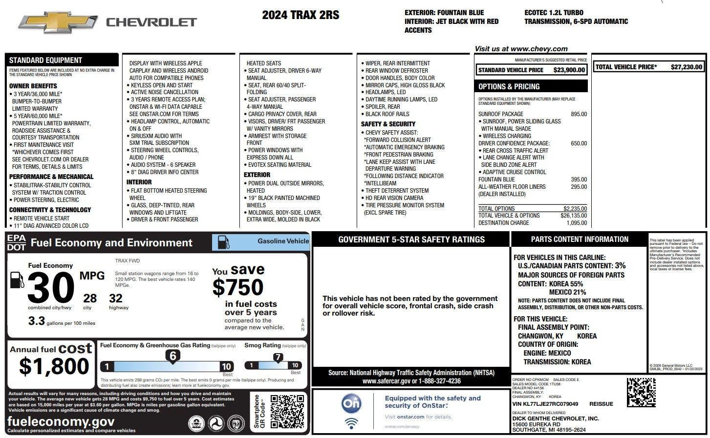 2024 Chevrolet Trax 2RS