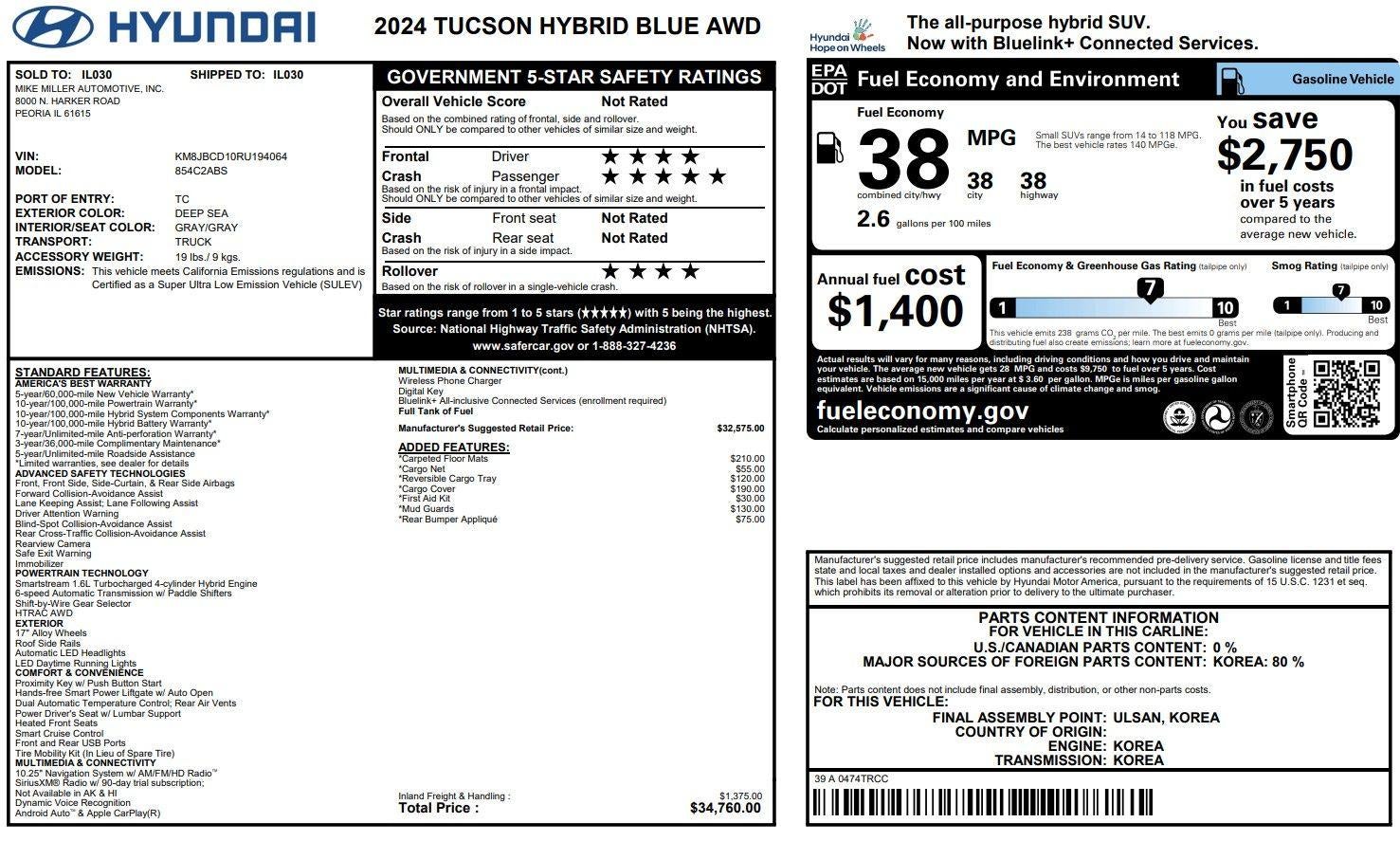 2024 Hyundai Tucson Hybrid Blue