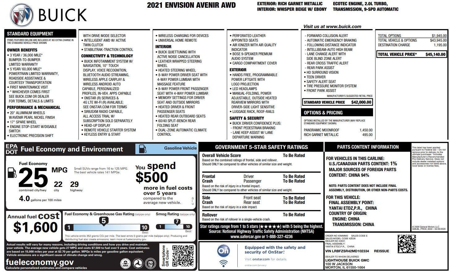 2021 Buick Envision Avenir
