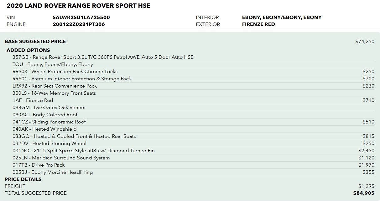 2020 Land Rover Range Rover Sport HSE