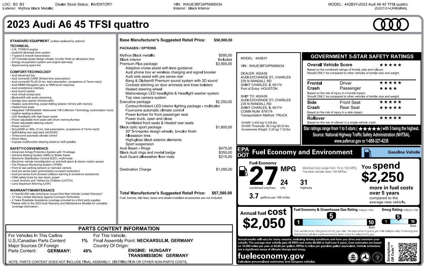2023 Audi A6 Sedan 45 Premium Plus